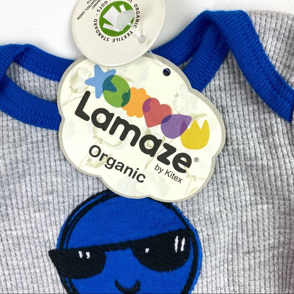 Lamaze Bright Shades Organic Onesie Gray Blue NB - Picture 4 of 9